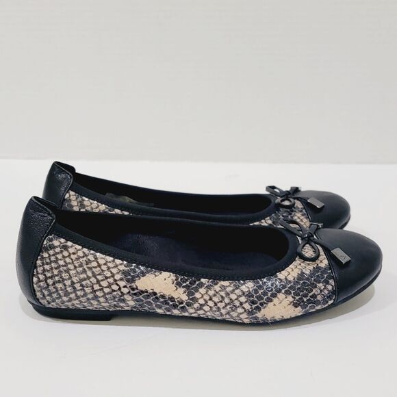 Vionic Minna Ballet Flats Women's 6 Snakeskin Cap Toe Natural Snake Black Shoes - Picture 5 of 14